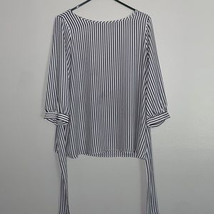 Black and white striped blouse